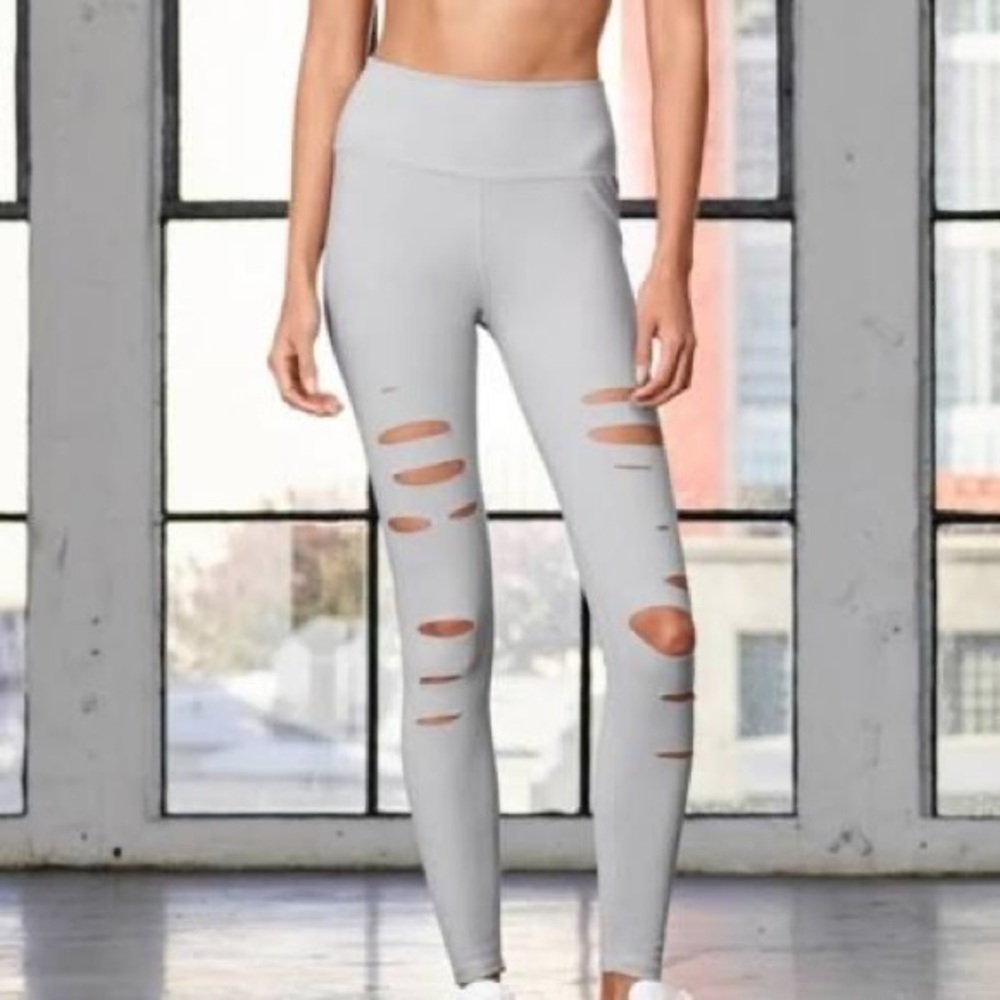 All Yoga Ripped Warrior Leggings New Small Gray